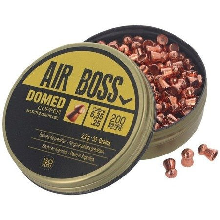 Apolo Air Boss Domed Copper .25Cal/6.35mm Airgun Pellets (Tin 200)