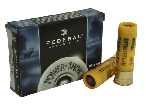 Federal Power-Shok Ammunition 20 Gauge 2-3/4" 3/4 oz Hollow Point Rifled Slug Box of 5