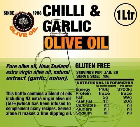 Chilli & Garlic Infused Olive Oil (1 litre)