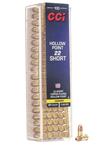CCI 22 Short HP Copper-Plated 27gr 1105 FPS