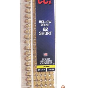 22 CCI Short HP Copper-Plated 27gr 1105 FPS